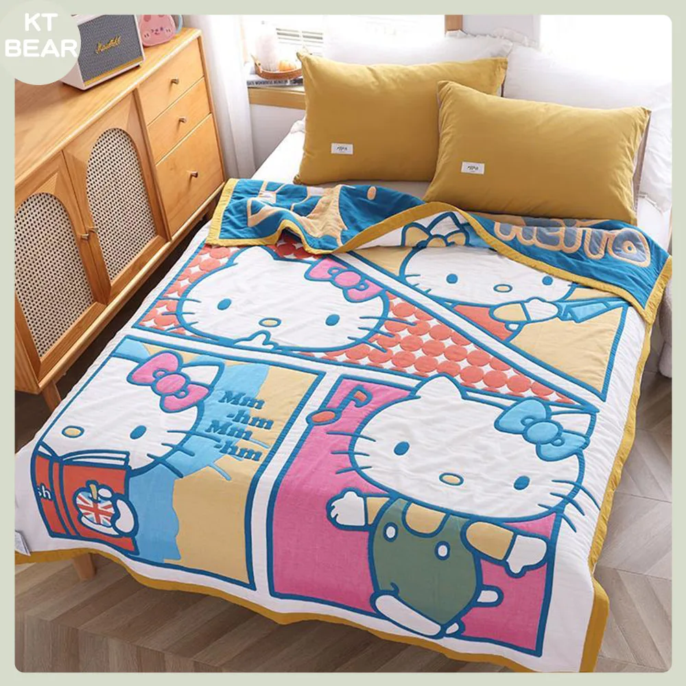 

Hello Kitty Towel Blanket My Melody Kuromi Cinnamoroll Towel Quilt Four Seasons Universal Blanket Home Office Soft Warm Blanket