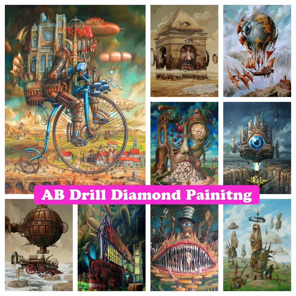 

Jaroslaw Jasnikowski Surrealist 5D DIY AB Drills Diamond Painting Cross Stitch Artwork Embroidery Picture Mosaic Bedroom Decor