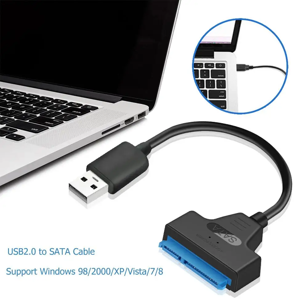 

SATA class USB 2.0 to SATA 22pin Adapter Converter Cable Pure Copper Core + ABS 480 Mbps for 2.5in HDD SSD Hard Drives Black