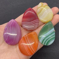 natural stone pendant fashion pendant womens 2022 water drop shape 30x40mm aura striped onyx charm necklace earring jewelry