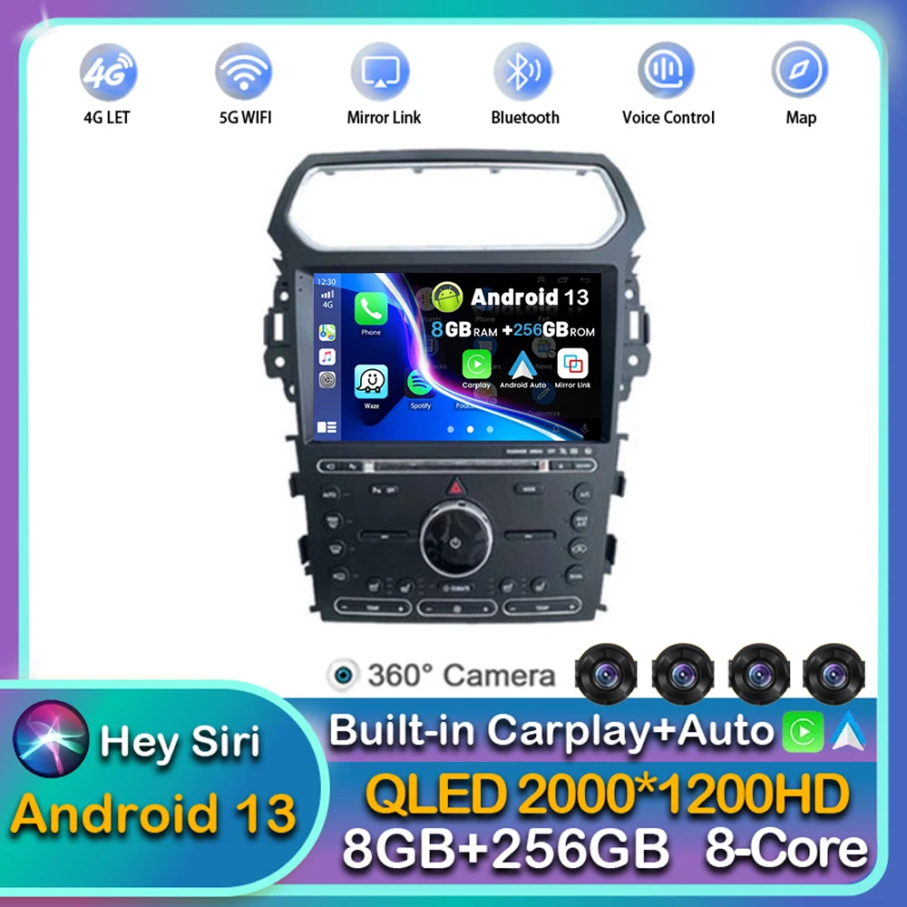 

Автомагнитола на Android 13 для Ford Explorer Smart 2011- 2016 2017 2018 2019 мультимедийный плеер GPS стерео WIFI + 4G BT DSP