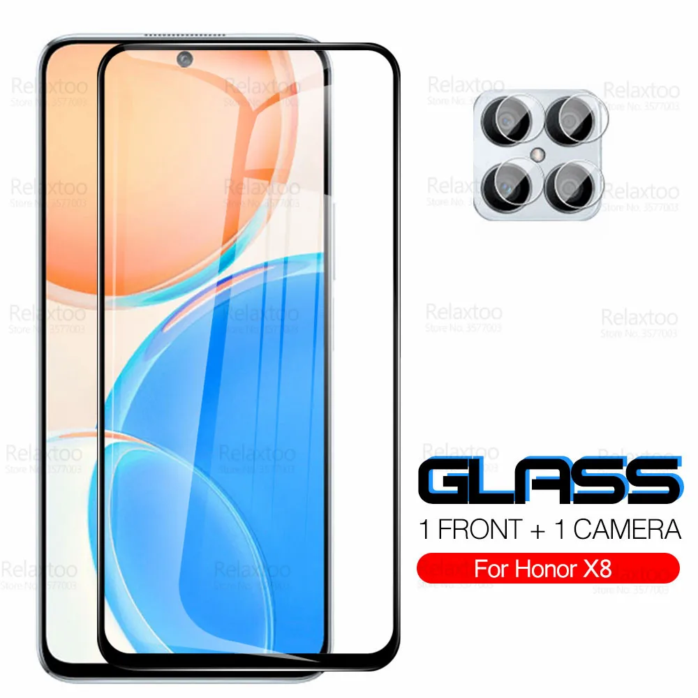 

Закаленное стекло 2To1 с полным покрытием для камеры Honor X8, защитное стекло на Honor X8, Honr, Hnor, Hono X8, X 8, Защитная пленка для экрана, защитная пленка