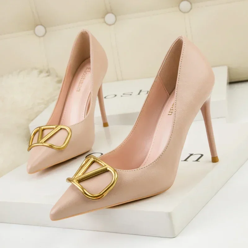 

High Heels Women's European and American Fashion Professional Women's Shoes Spring and Autumn New Pointy Shallow Mouth Single