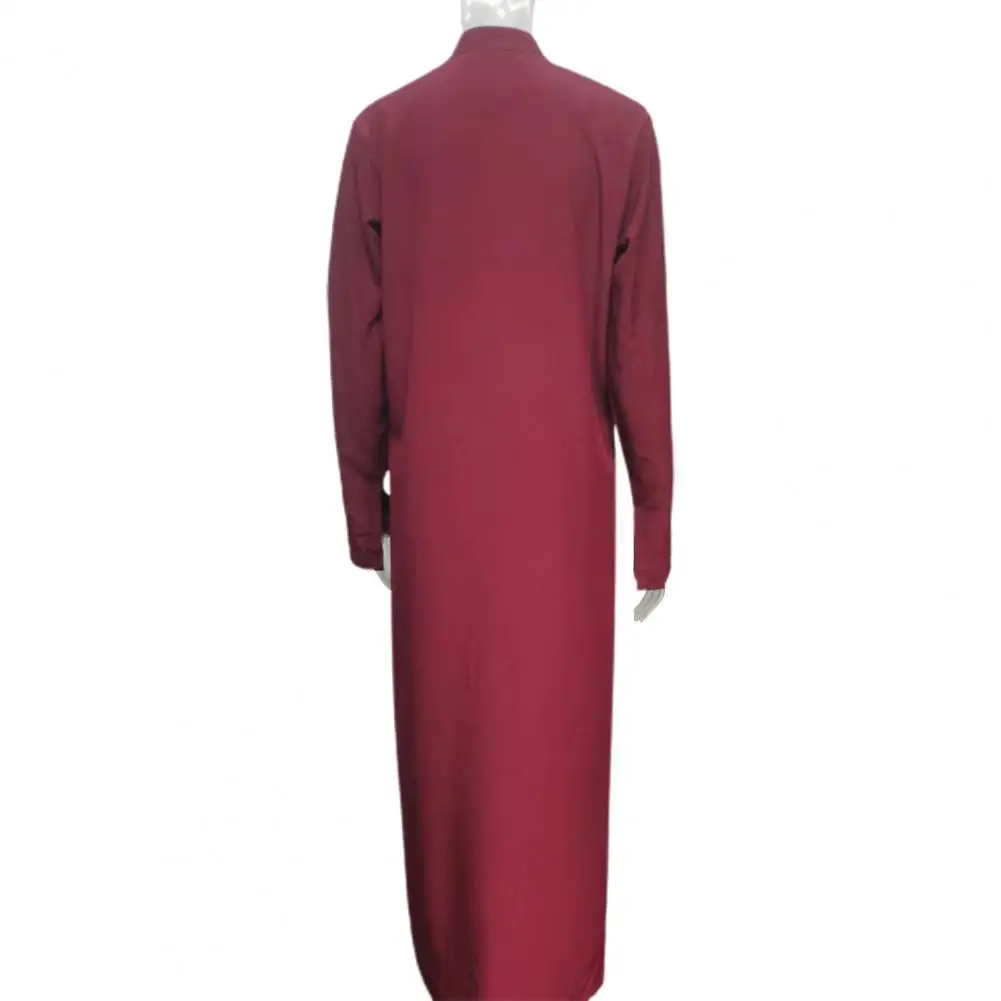 

Женское однотонное платье макси, Элегантное однобортное платье с длинным рукавом, однотонное платье на пуговицах, с воротником-стойкой и разрезом на подоле