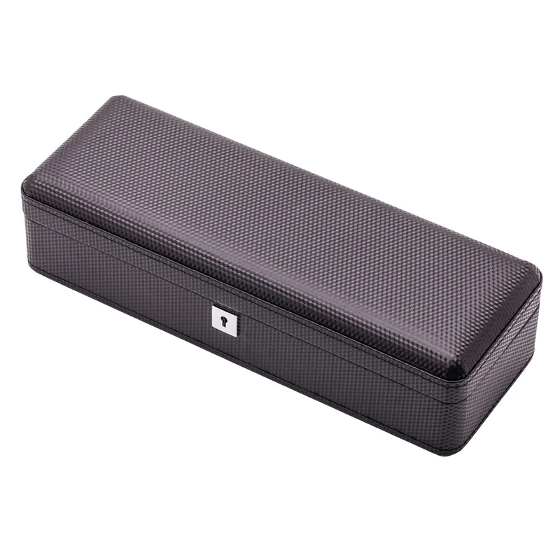 Luxury 6 Slots Leather Watch Box Case Brown Watch Display Case With Lock Jewelry Gift Box Watch Organizer For Men