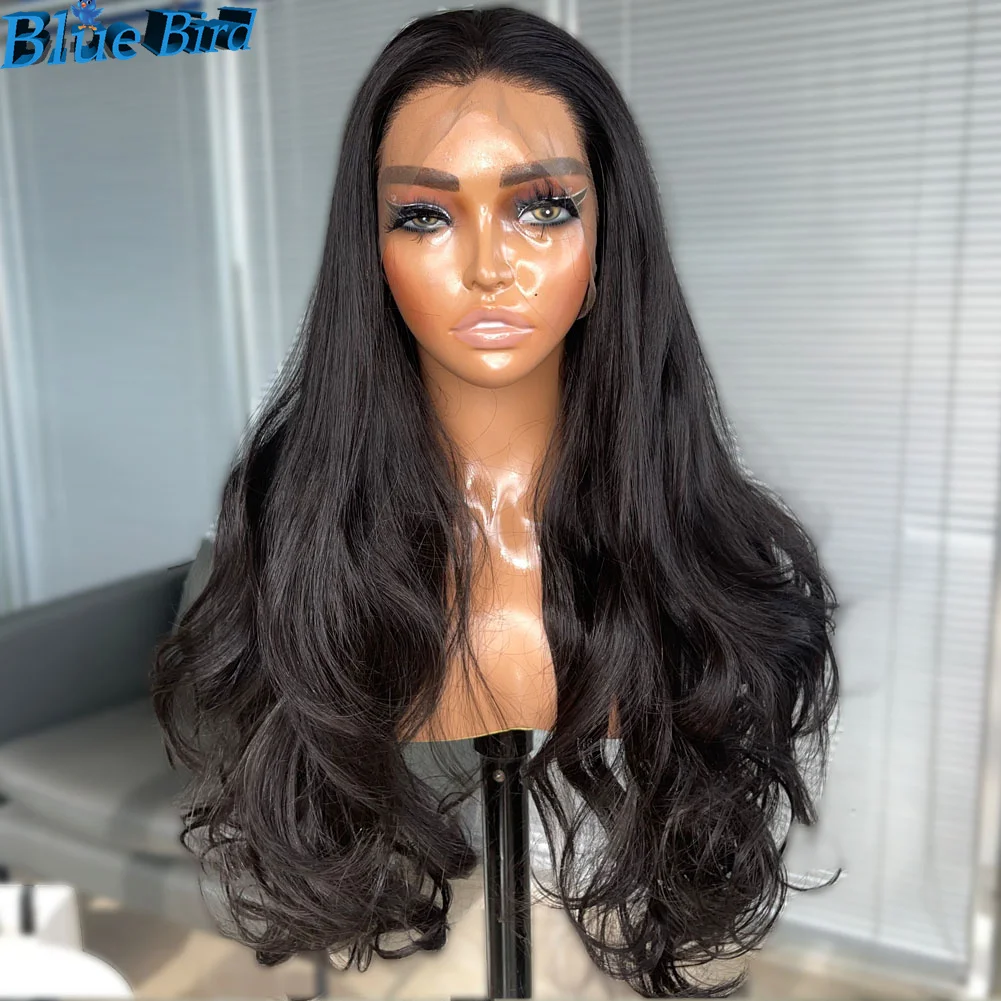 BlueBird 13X4 Glueless Futura Synthetic Lace Front Wigs For Black Women Pre Plucked Long Black Body Wave Wig Natural Hairline