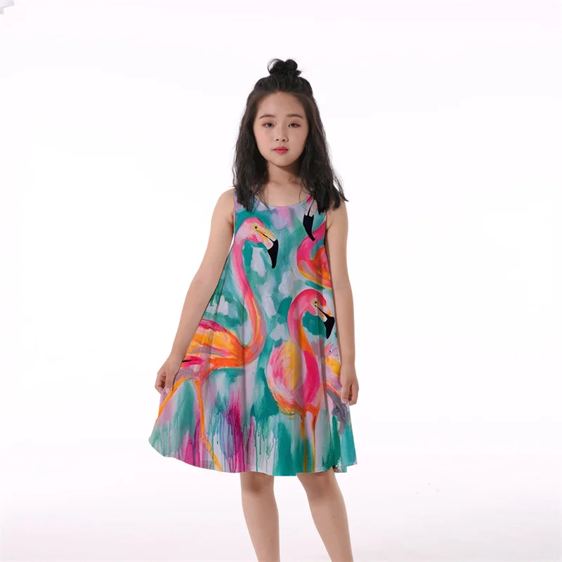 

Flower Girl Dress New Spring Girl Rainbow Princess Dress Children Cartoon Cartoon Pattern Dress Summer Children Party Clothes