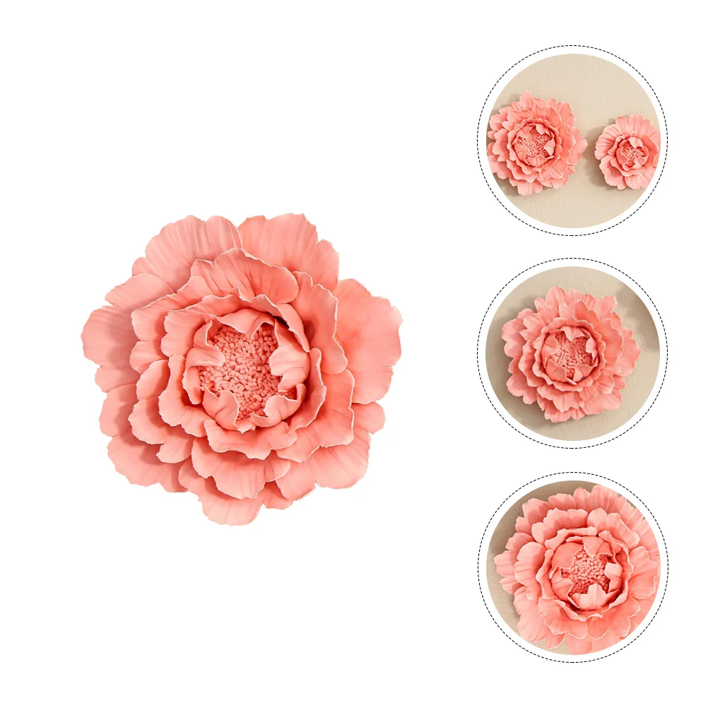 

Wall Ceramic Flower Flowers Sculpture Decorfor Peony 3D Floral Garden Crafts Decoration Decorations Hanging Porcelain Figurine