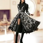 Черное кружевное платье, винтажное длинное платье макси, зимнее платье трапециевидной формы, сексуальное сетчатое открытое облегающее платье в африканском стиле, женское вечернее элегантное платье 2020