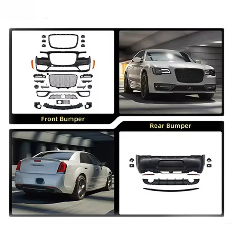 Прочный комплект для рестайлинга кузова Chrysler 300C (2016-2024) в стиле 300S SRT: передний и задний бамперы, боковые пороги для улучшения внешнего вида автомобиля (art.: 3920dc8a3d321) - 3920dc8a3d321