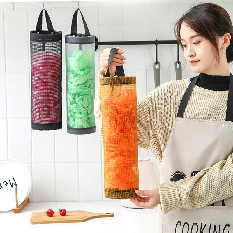 

Kitchen Storage Bag Mesh Plastic Bag Garbage Bag Circular Storage Bag Sundry Wall Hanging Sorting Convenient Extraction Box