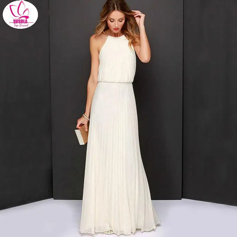 

Женское Плиссированное Платье Макси до пола, весеннее платье с открытыми плечами, круглым вырезом, без рукавов, для клуба и вечевечерние, 2022