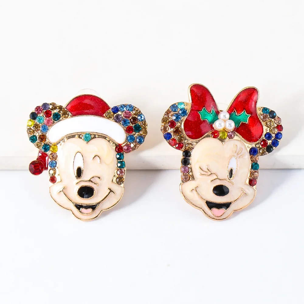 Новые рождественские серьги Disney серьги-гвоздики с героями мультфильмов Микки