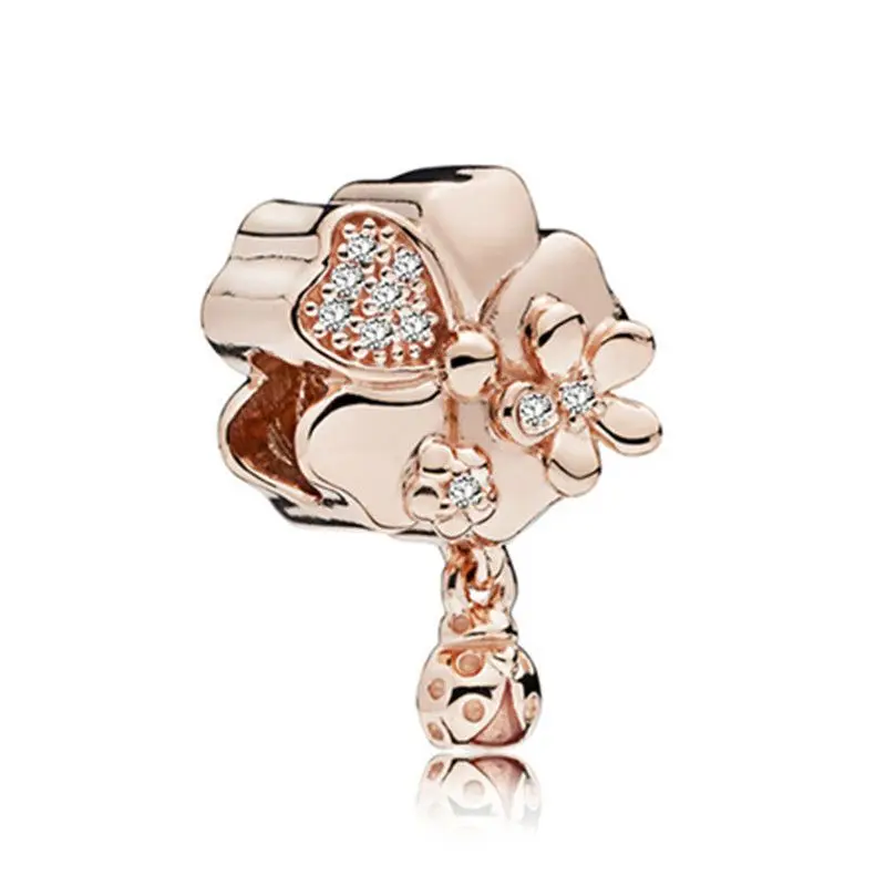 

1Pcs New Pretty Flower Insect Pendant DIY Beads Suitable for Original Pandora Charm Bracelet Ladies Jewelry Making Gifts