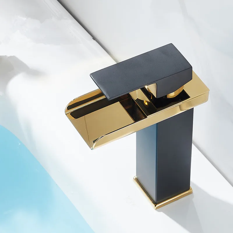 

Gold White Bathroom Faucet Waterfall Faucet MixerTap Brass Bathroom Faucet Bathroom Basin Faucet Mixer Tap Hot Cold Sink faucet