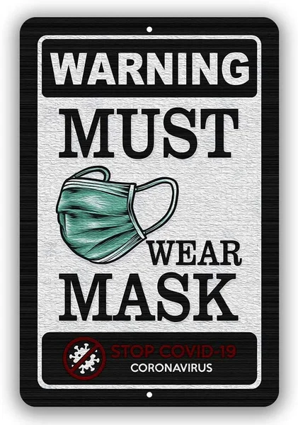 

Fashion Metal Poster Warning Must Wear Mask Stop Metal Tin Sign Indoor and Outdoor Metal Painting Metal Poster 20x30cm