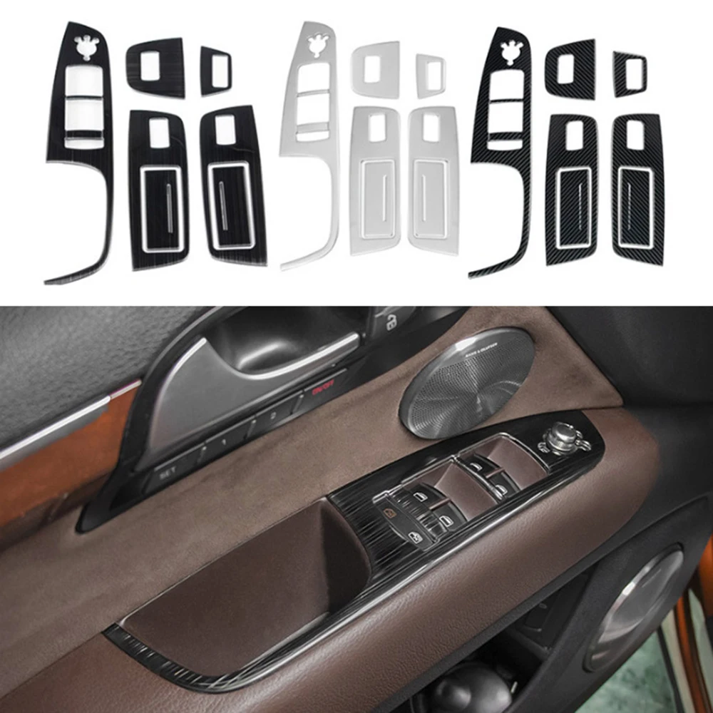 

7pcs Car Door Armrest Window Lifter Switch Button Trim Panel Cover for Audi Q7 07-15 Auto Accessories Interior Decoration Frame