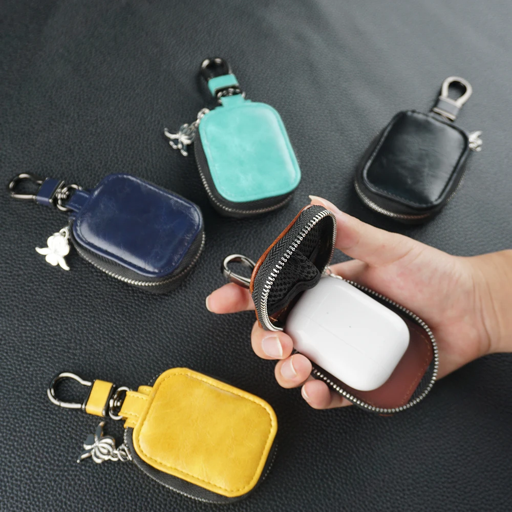 

Man Leather For Airpods Portable Wallet Earphone Wireless Storage Pouch Bag Soft Headset Earbuds Box Gift For TF Cards Money