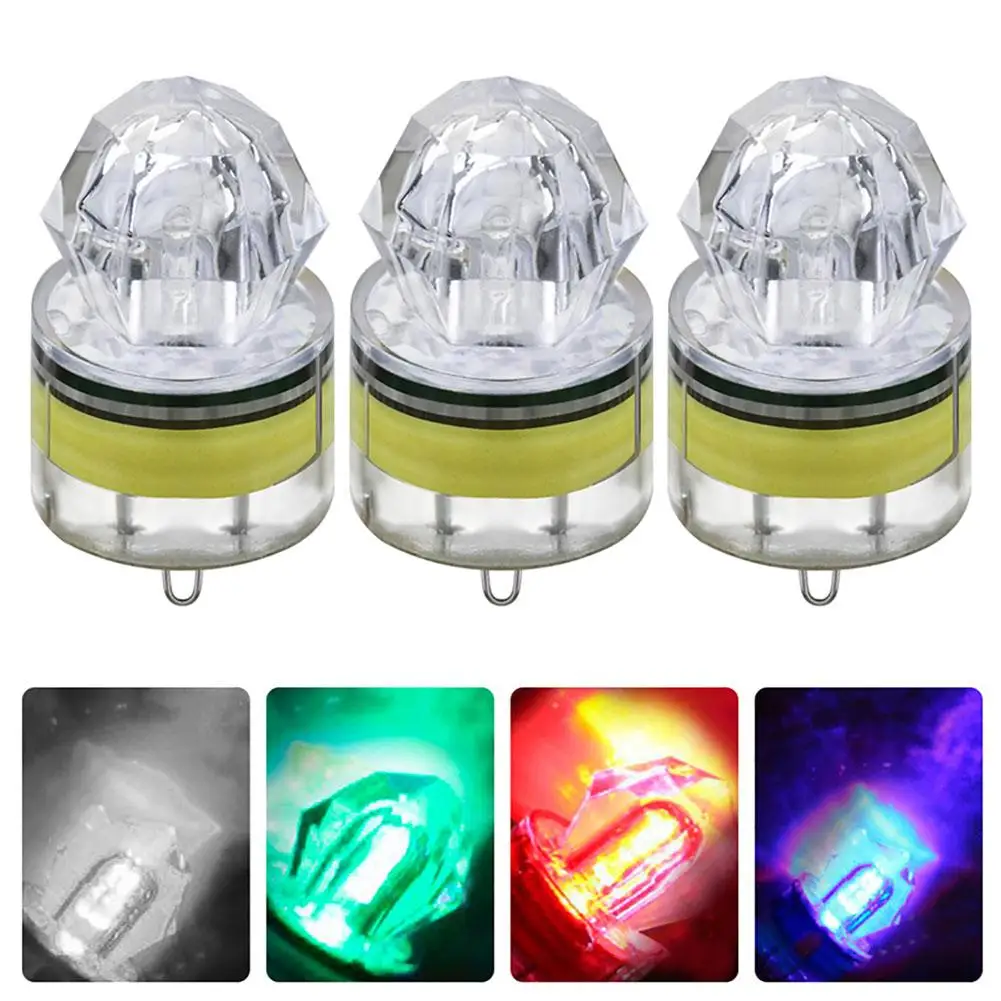 

3Pcs Deep Drop Light Flashing Strobe LED Fishing Lights Waterproof Diamond Underwater Light Attractants 4cm/18g