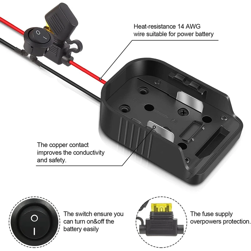 Блок питания с предохранителем и переключателем для литиевой батареи Makita 18 В/14 4 В