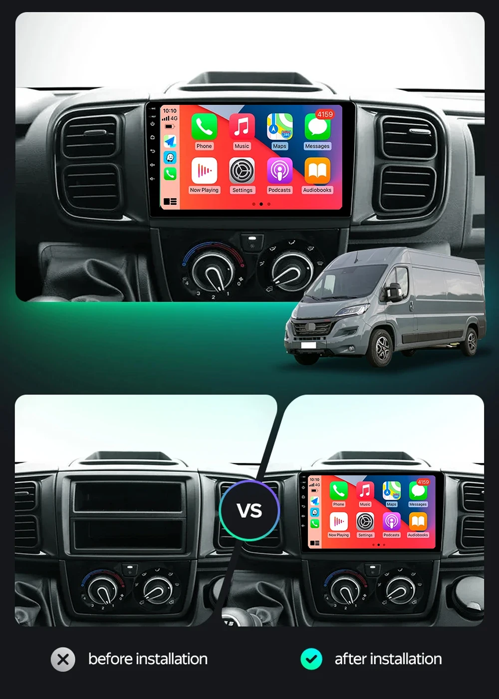 Фото Andriod 15 Carplay Auto для Fiat Ducato Van L3H2 2021-2023 Автомобильный радиоприемник Мультимедийный видеоплеер Стереонавигация GPS DVD 4G WiFi №2