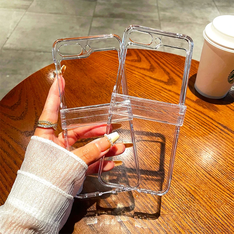 Transparent Fundas for Samsung Z Flip 5 Cases High Clear 3 in 1 Full Protection PC Case for Samsung Galaxy Z Flip 3 4 5 5G Cover