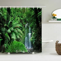 tropical rainforest printed fabric shower curtain forest landscape bath screen waterproof polyester product home bathroom decor