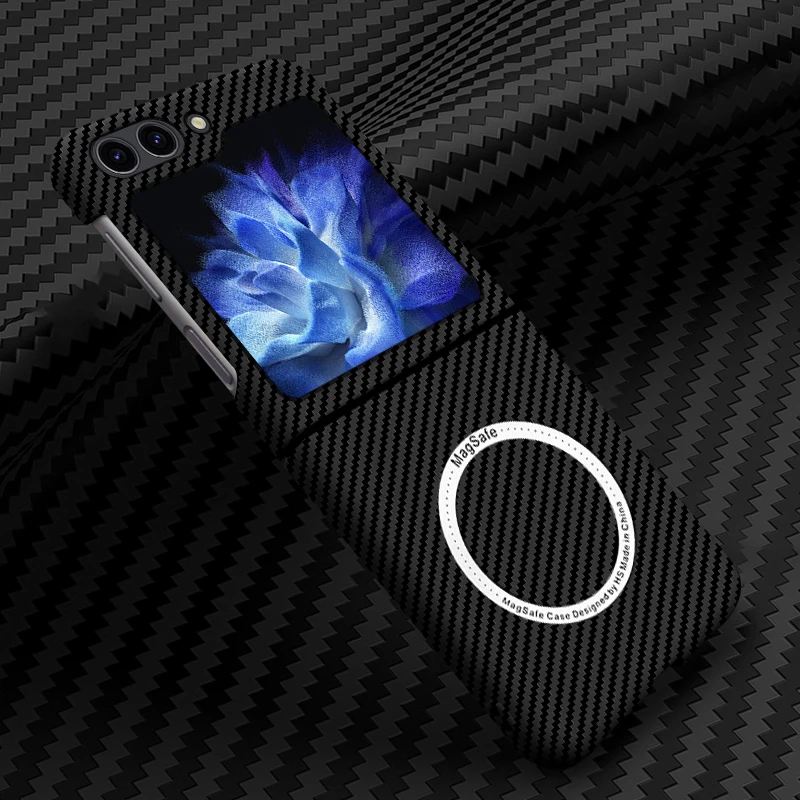 

For Magsafe Samsung Galaxy Z Flip 5 Case Carbon Fiber Ultra Thin Skin Friendly Matte Magnetic Wireless Charging Shockproof Cover
