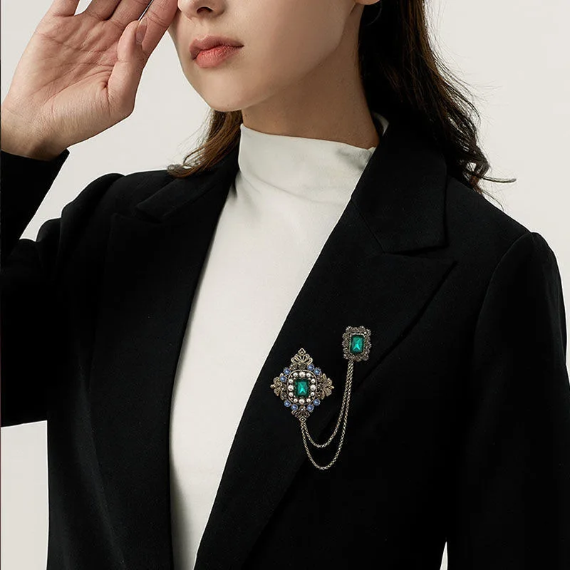 Роскошные женские и мужские Броши barстразы цепочка модные креативные корсажные