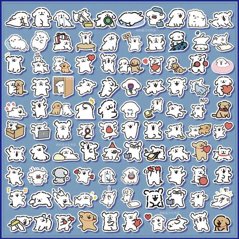 

50/100pcs of Marquis Line Dog Sticker Cute Expression Packaging Decorative Mobile Phone Case Waterproof DIY Handbook Sticker