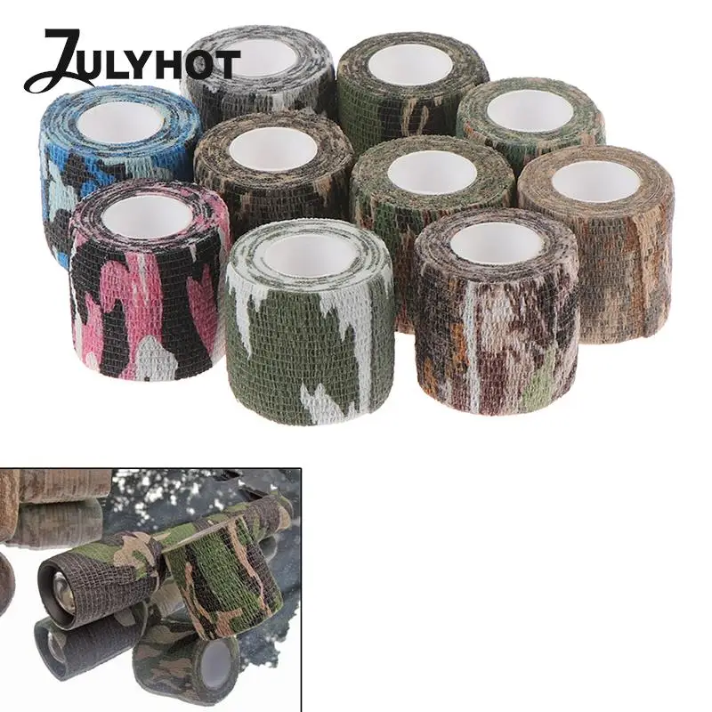 

4.5m Outdoor Camouflage Elastic Bandage Hunt Disguise Torn By Hand Wrap Tape Self Adhesive Sport Protector Ankle Knee Finger Arm
