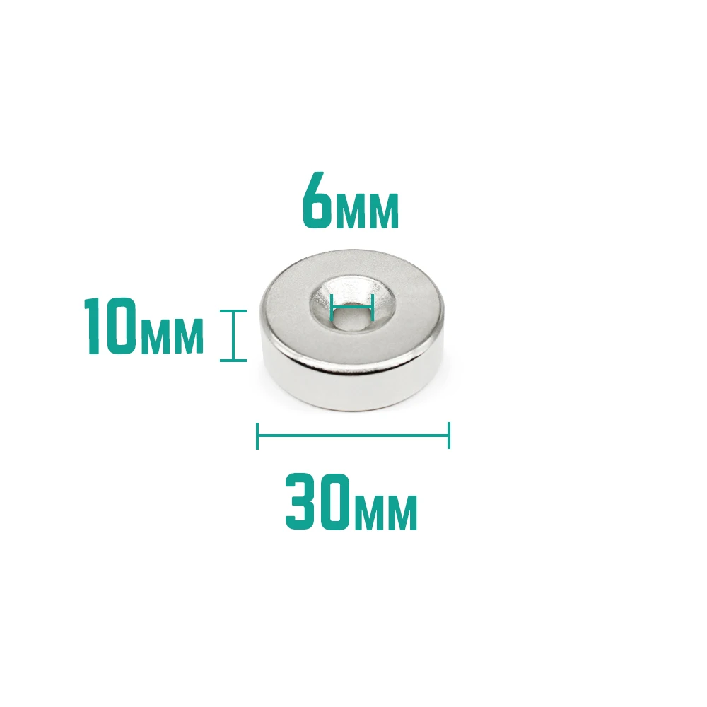 

1/2/5/10PCS 30x10-6 Disc Rare Earth Neodymium Magnet 30*10 mm Hole 6mm Round Countersunk Permanent Magnet 30X10-6mm 30*10-6