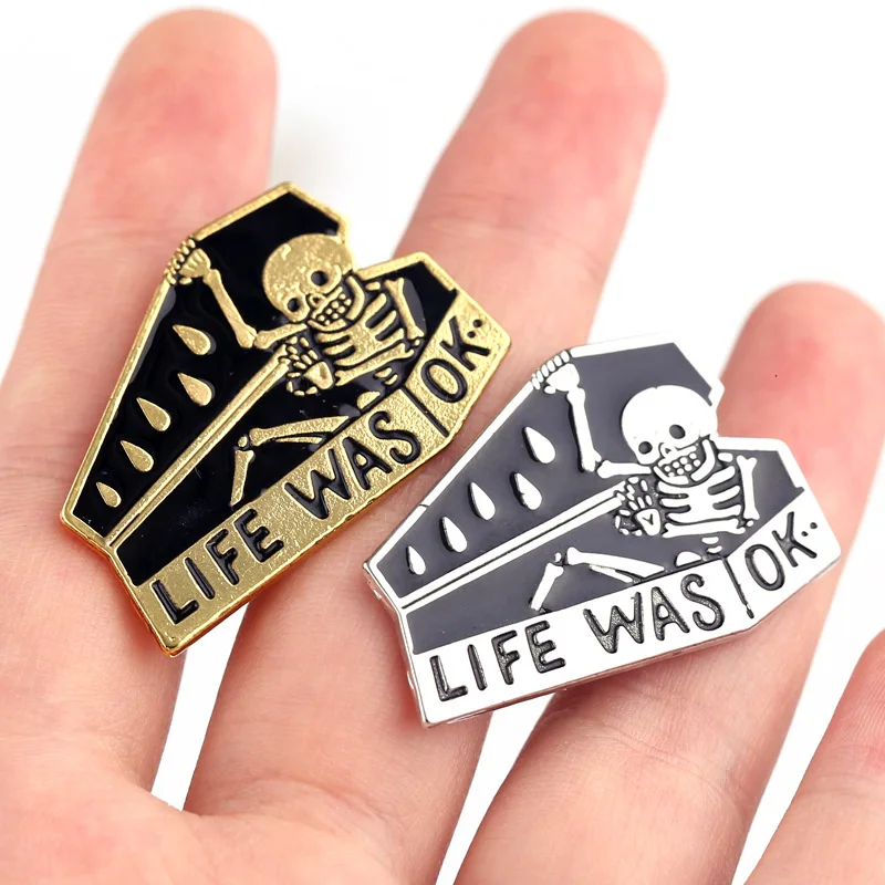 

Life Was Ok Women's Brooch Fashion Lapel Pins Christmas Badges New Year Gift Friends Enamel Pin Jewelry Accessories