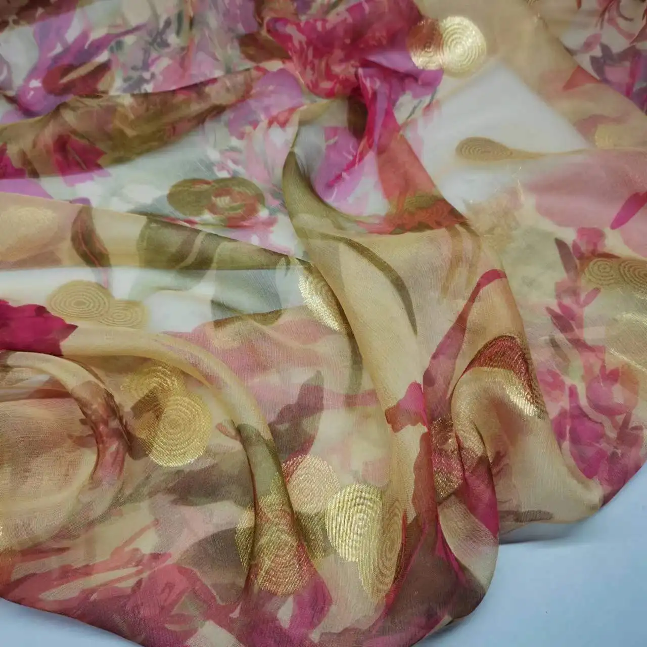 

Mulberry Silk Metallic Lurex Brocade Metallic Fabric Soft Somali Dirac DIY Cloth Dress Saree Scarf Material