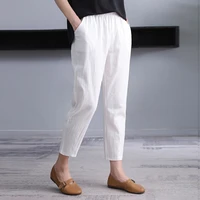 summer 2022 new retro cotton flax casual womens korean version loose oversized summer thin nine minute pants ankle length
