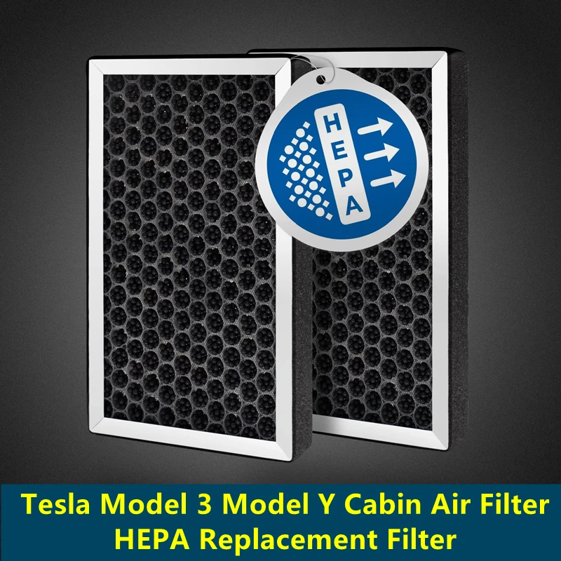 

Tesla Model 3 Model Y Cabin Air Filter HEPA Replacement Filter Set of 2 Air Purifier Bacteria Dust Viruses Pollen Gases Odors