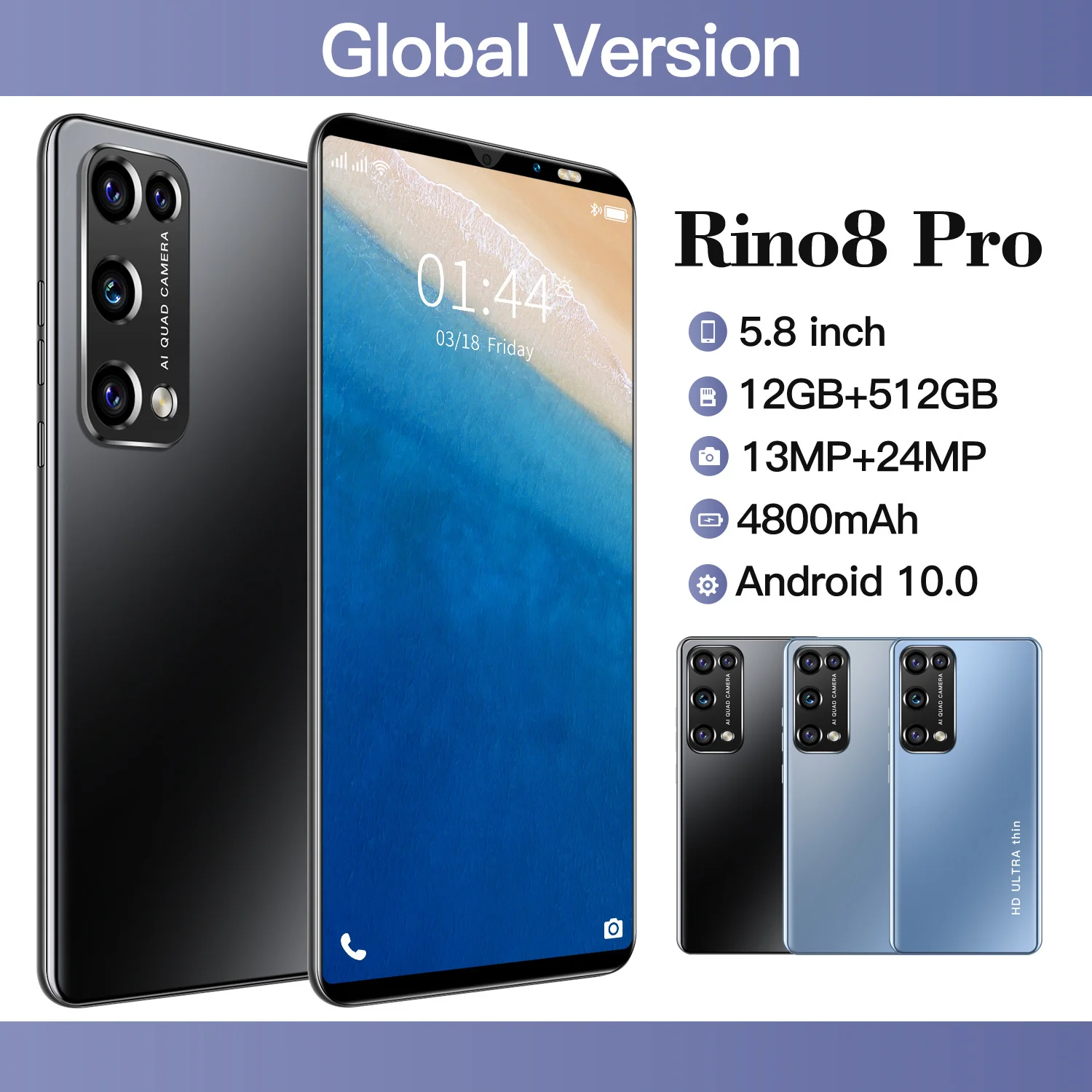 

Телефон Фонарик 8 pro, 12 Гб, 512 ГБ, 5,8 дюйма, мА · ч, Android 9