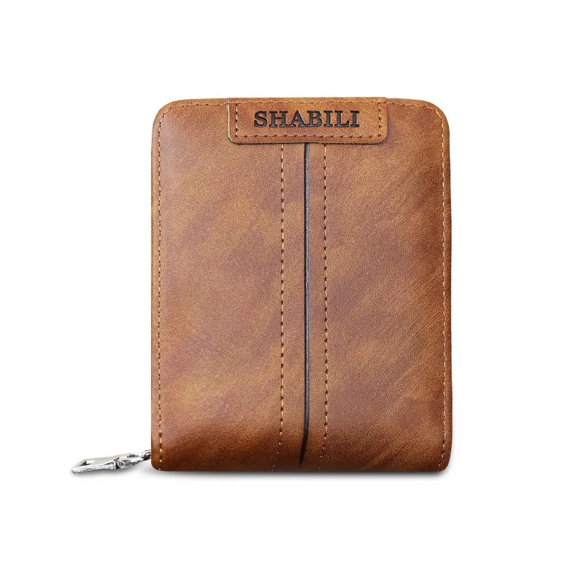 Short Men's Wallet With Zipper Small Male PU Leather Coin Purses Multi Function Card Holder For Men Business Money Wallet images - 6