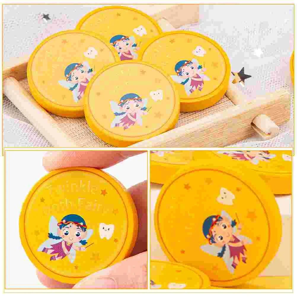 

20 Pcs Tooth Coin Kids Wooden Toys Tooth-fairy Medals Souvenir Lost Teeth Reward Baby Coins Child