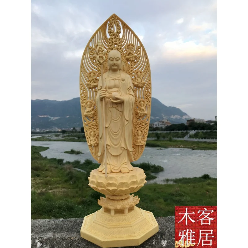 

Импортная резьба по дереву из бокса, тибетский король Бодхисаттва, иероглифа Будды, качественное украшение для домашнего поклонения, защит...