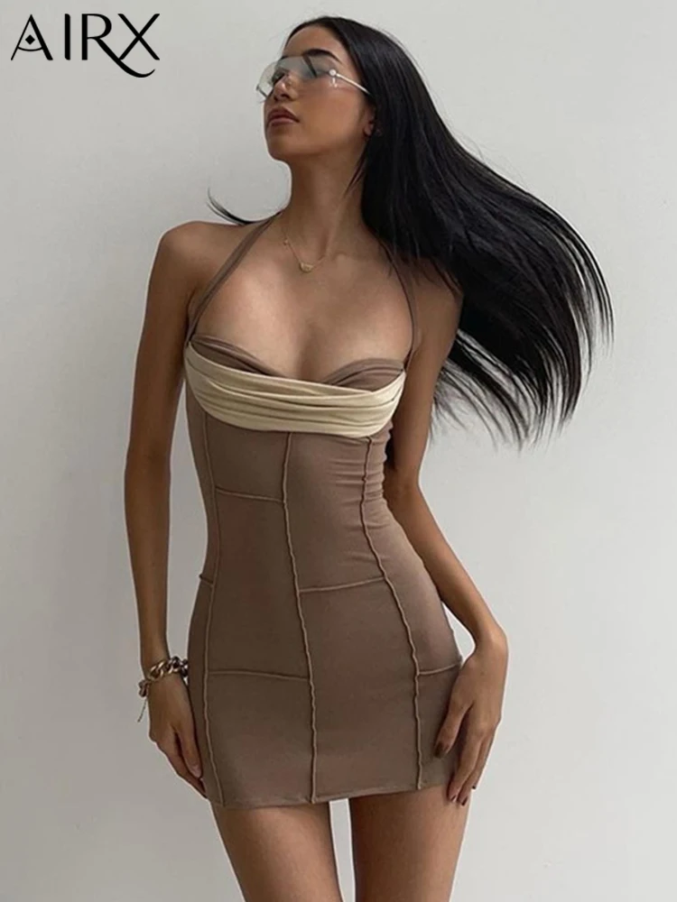 

Женское платье с высокой талией и открытой спиной, в сеточку