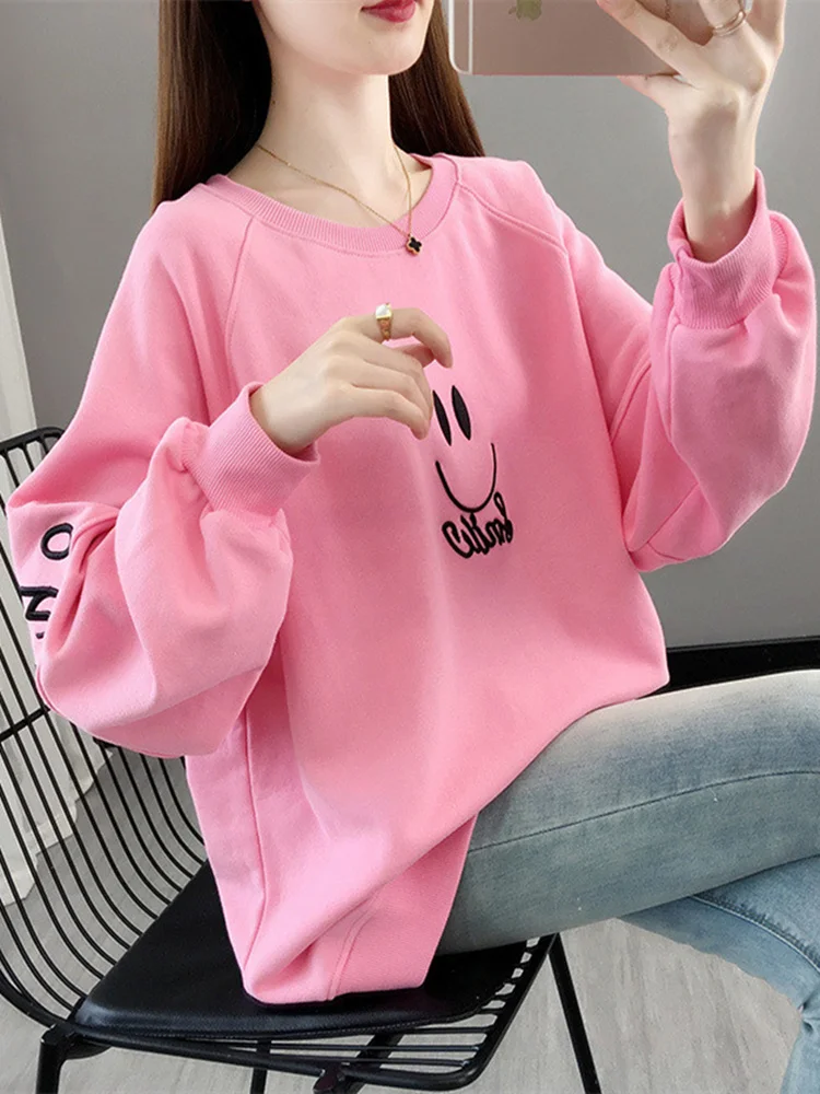 

H.sa Harajuku Пуловеры с принтом 2022 НОВЫЕ шикарные топы свободные хлопковые женские футболки Ins Женские однотонные повседневные футболки с длинн...