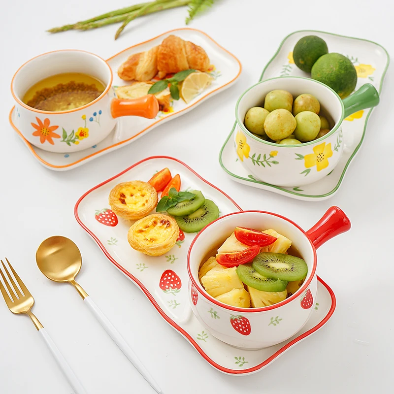 

Kids Plate Set Dinning Japanese Dessert Porcelain Dinner Plates Sets Serving Breakfast Bandeja Cute Tableware DL60CJ