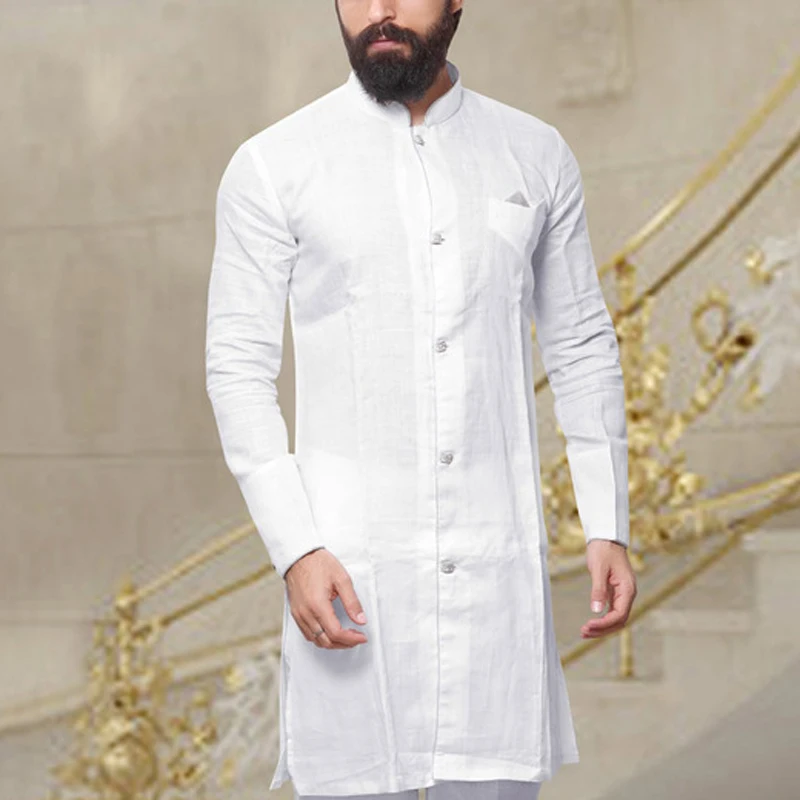 Мужская модная африканская одежда Kurta футболка турецкого Дубая мусульманская с