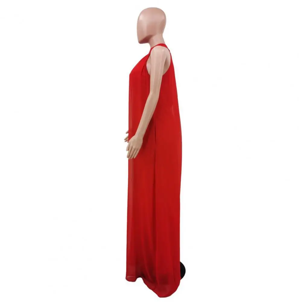 

Ladies Stylish Backless Pockets Jumpsuit Temperament Party Jumpsuit Solid Color for Daily Wear