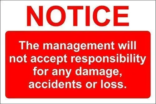 

Retro Vintage Bar Metal Sign 12 x 8 Inches Disclaimer Management Will Not Accept Responsibility Sign Parking lot Decorations tin