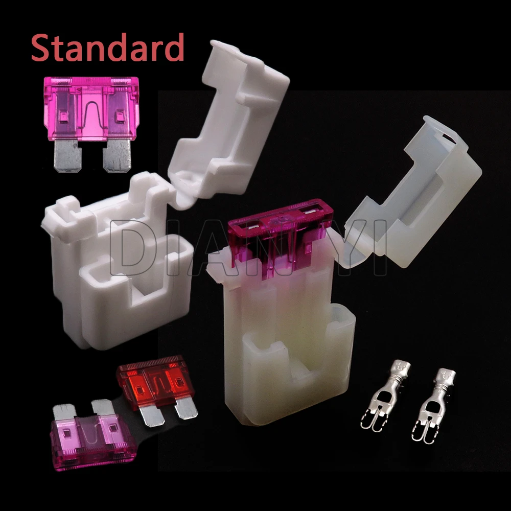 

1 Set Standard Fuse Box Assembly White Auto Insurance Connector Blade Type Fuse Holders with Crimp Terminal