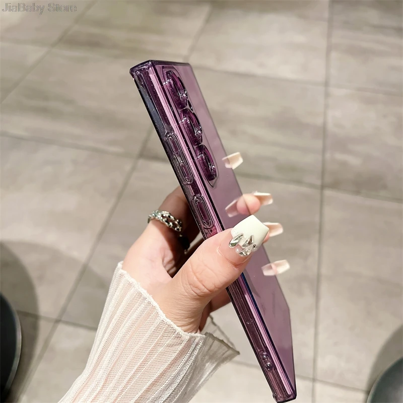 Роскошный прозрачный противоударный Блестящий жидкий мягкий чехол для Samsung S20 S21