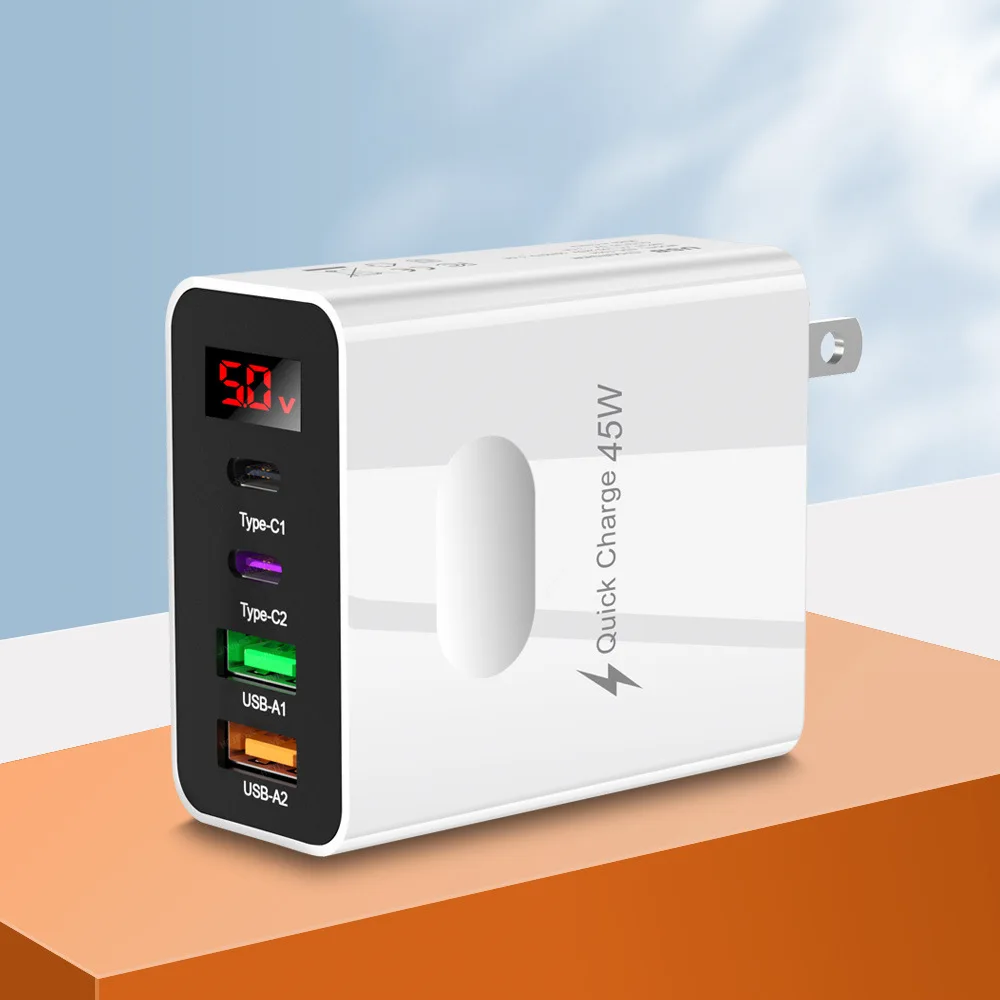 Быстрое зарядное устройство Luxmoc 45 Вт USB-A Type-C с цифровым дисплеем для мобильного