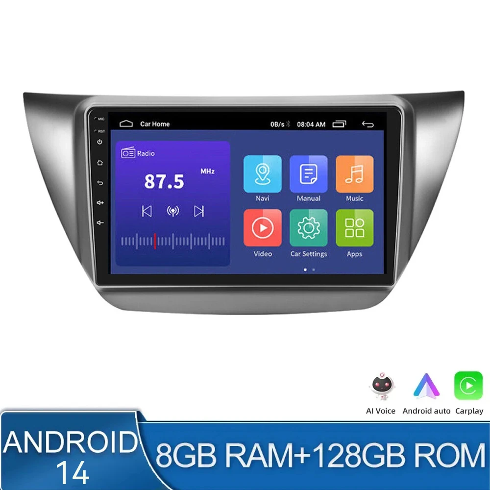 Автомагнитола на Android 14 для Mitsubishi Lancer 9 CS 2000 -2008 2009 2010 BT GPS-навигация стерео